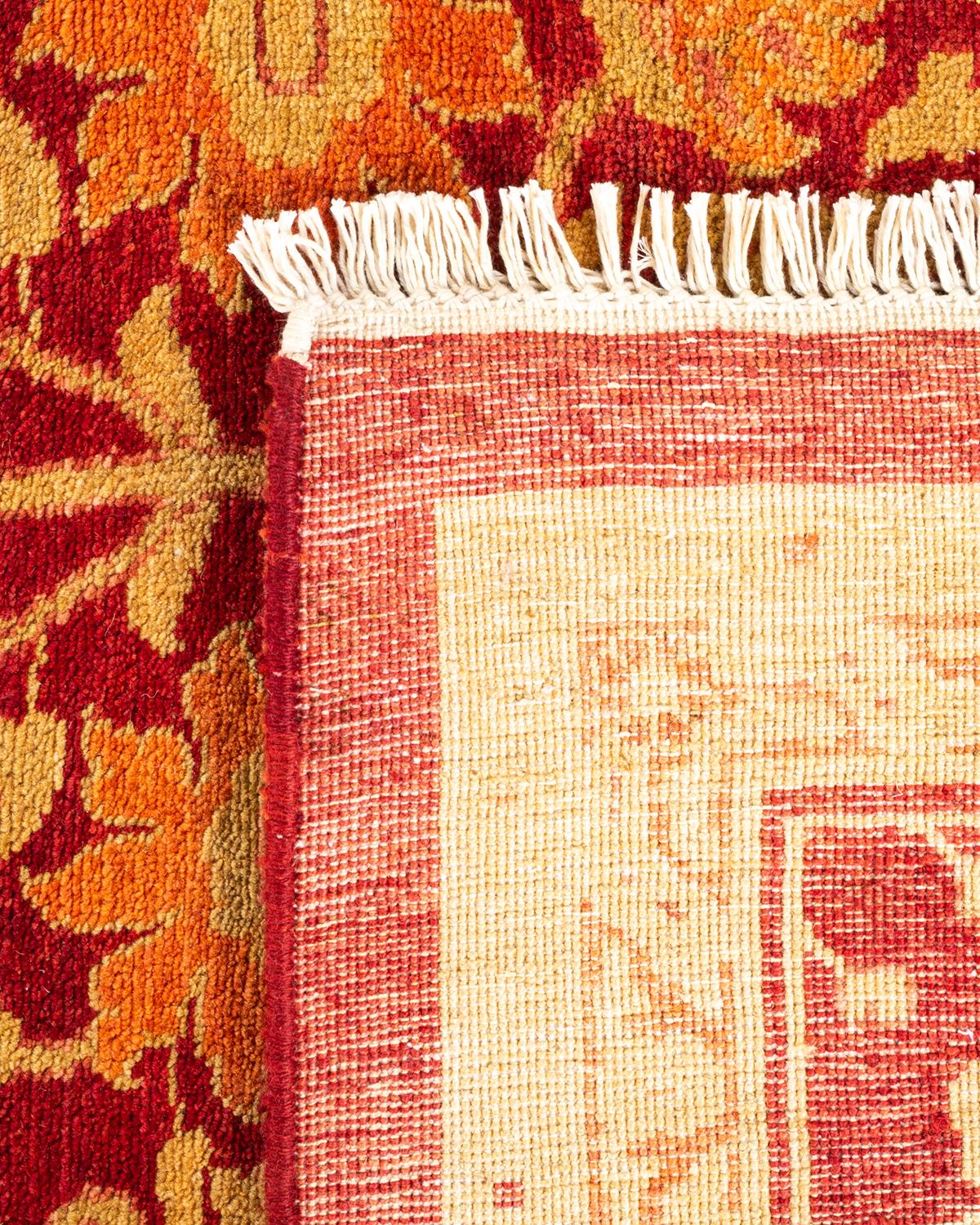 Contemporary One-of-a-kind Hand Knotted Floral Eclectic Red Area Rug For Sale
