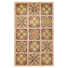 One-of-a-kind Hand Knotted Floral Eclectic Yellow Area Rug