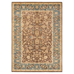 One-of-a-Kind Hand Knotted Floral Eclectic Yellow Area Rug