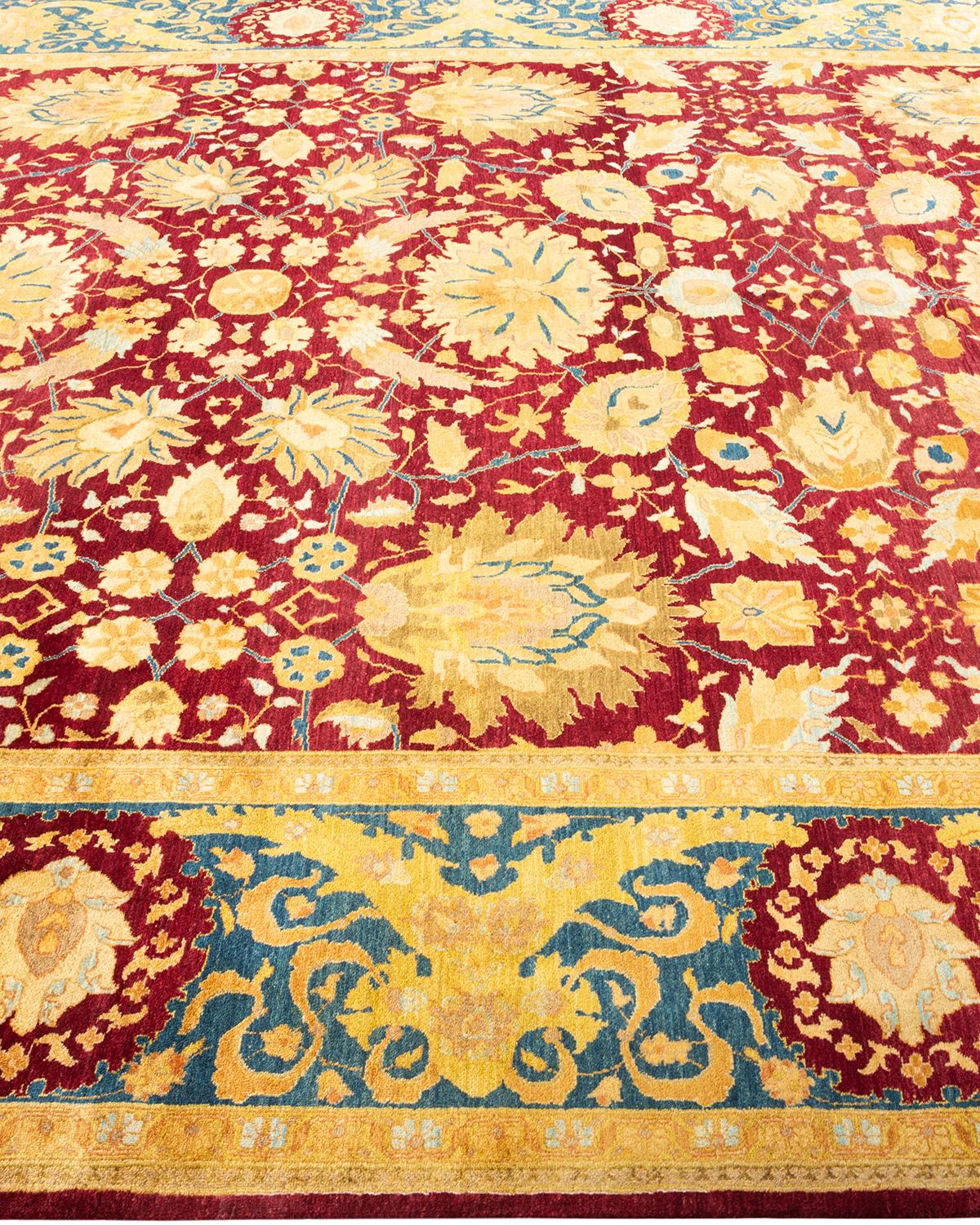 One-Of-A-Kind Hand Knotted Floral Mogul Beige Area Rug In New Condition For Sale In Norwalk, CT