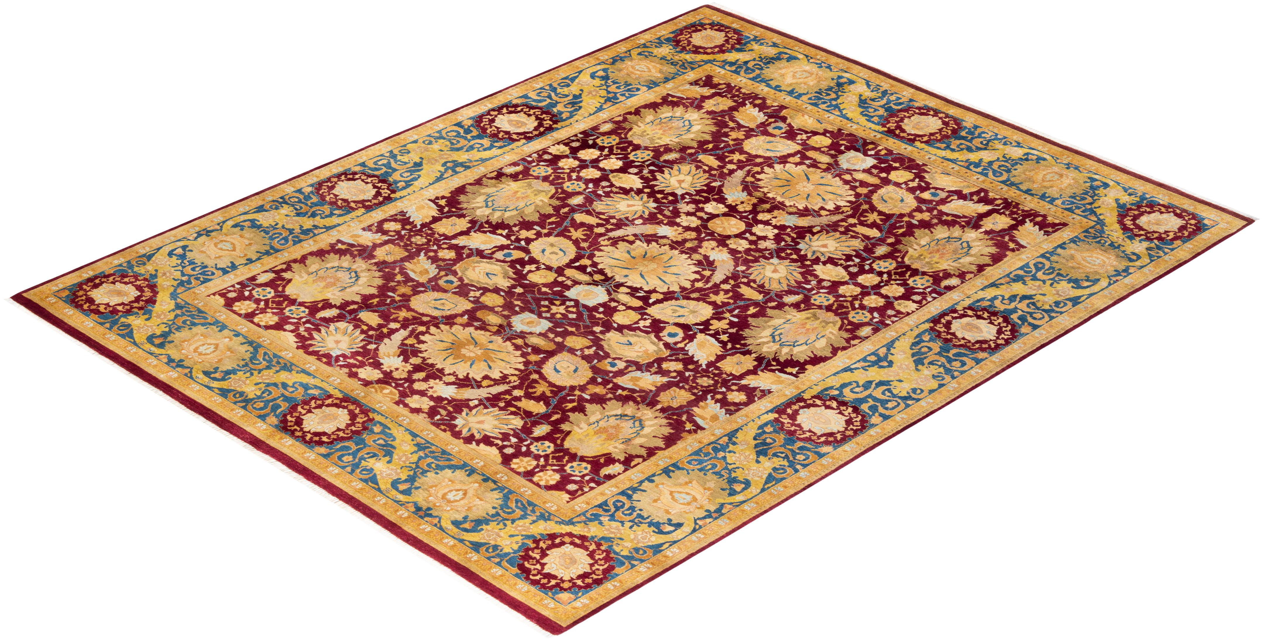 One-Of-A-Kind Hand Knotted Floral Mogul Beige Area Rug For Sale 2