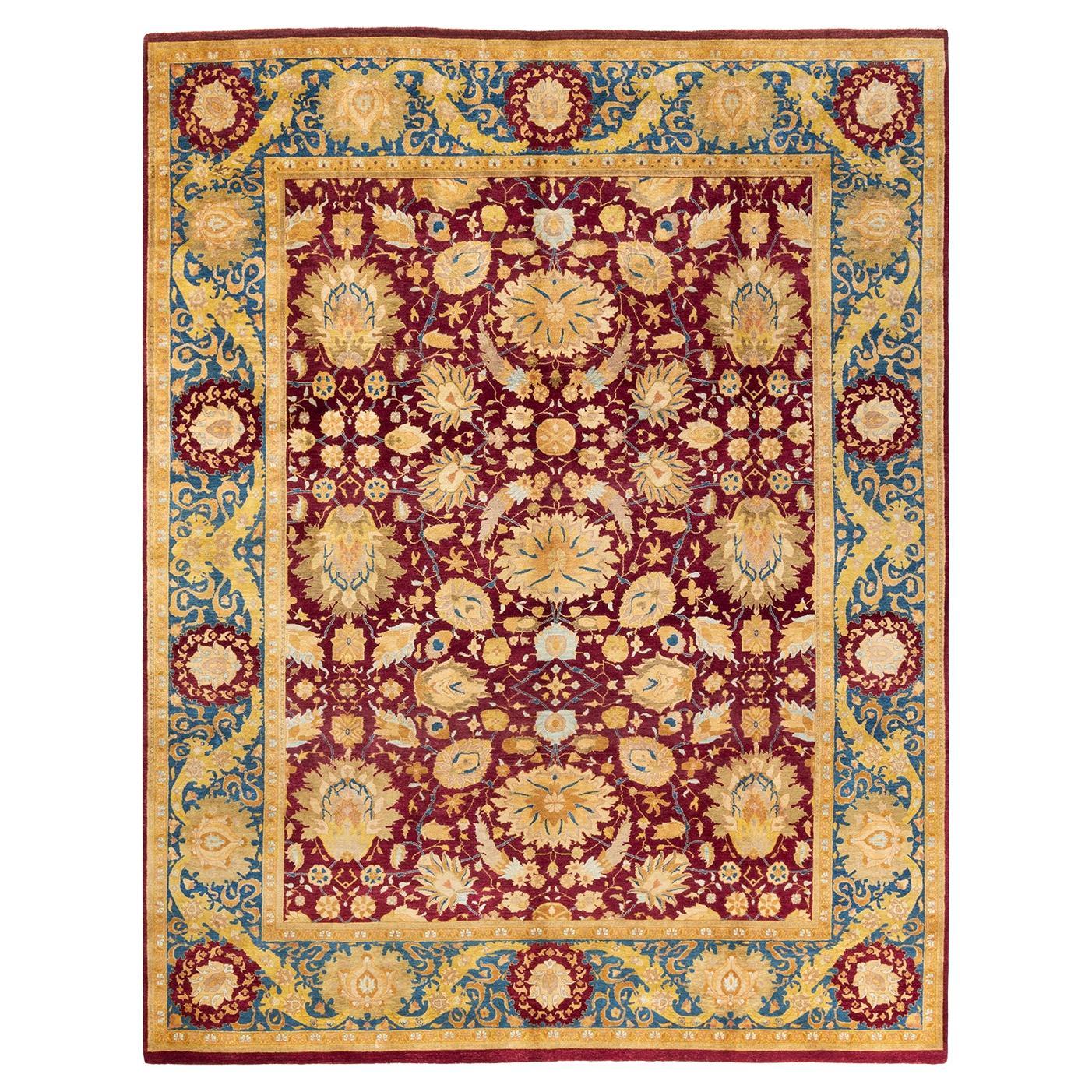 One-Of-A-Kind Hand Knotted Floral Mogul Beige Area Rug For Sale