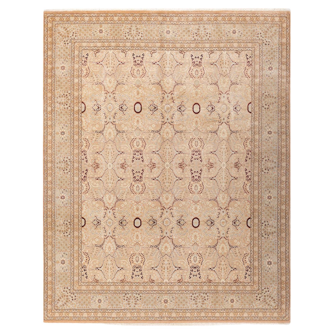 One-Of-A-Kind Hand Knotted Floral Mogul Beige Area Rug