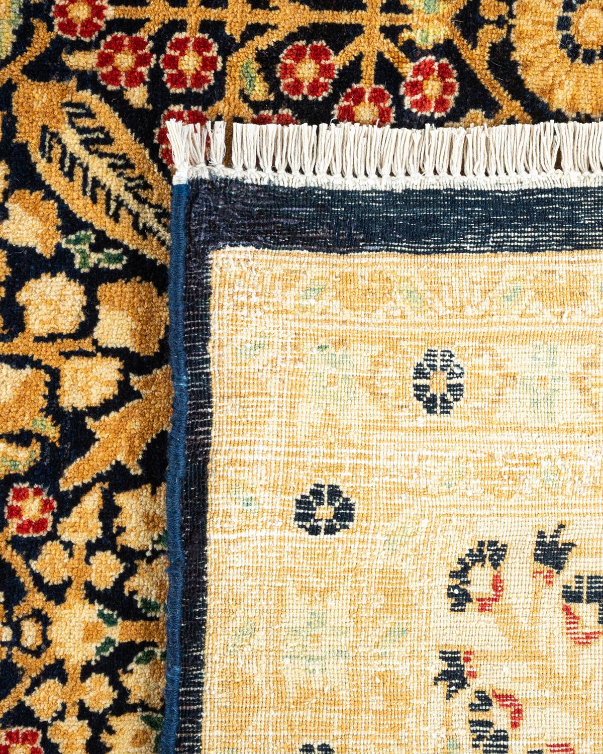 XXIe siècle et contemporain Tapis Mogul bleu à fleurs noué à la main, unique en son genre en vente