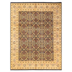 One-of-a-kind Hand Knotted Floral Mogul Blue Area Rug