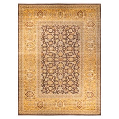 One-of-a-kind Hand Knotted Floral Mogul Brown Area Rug
