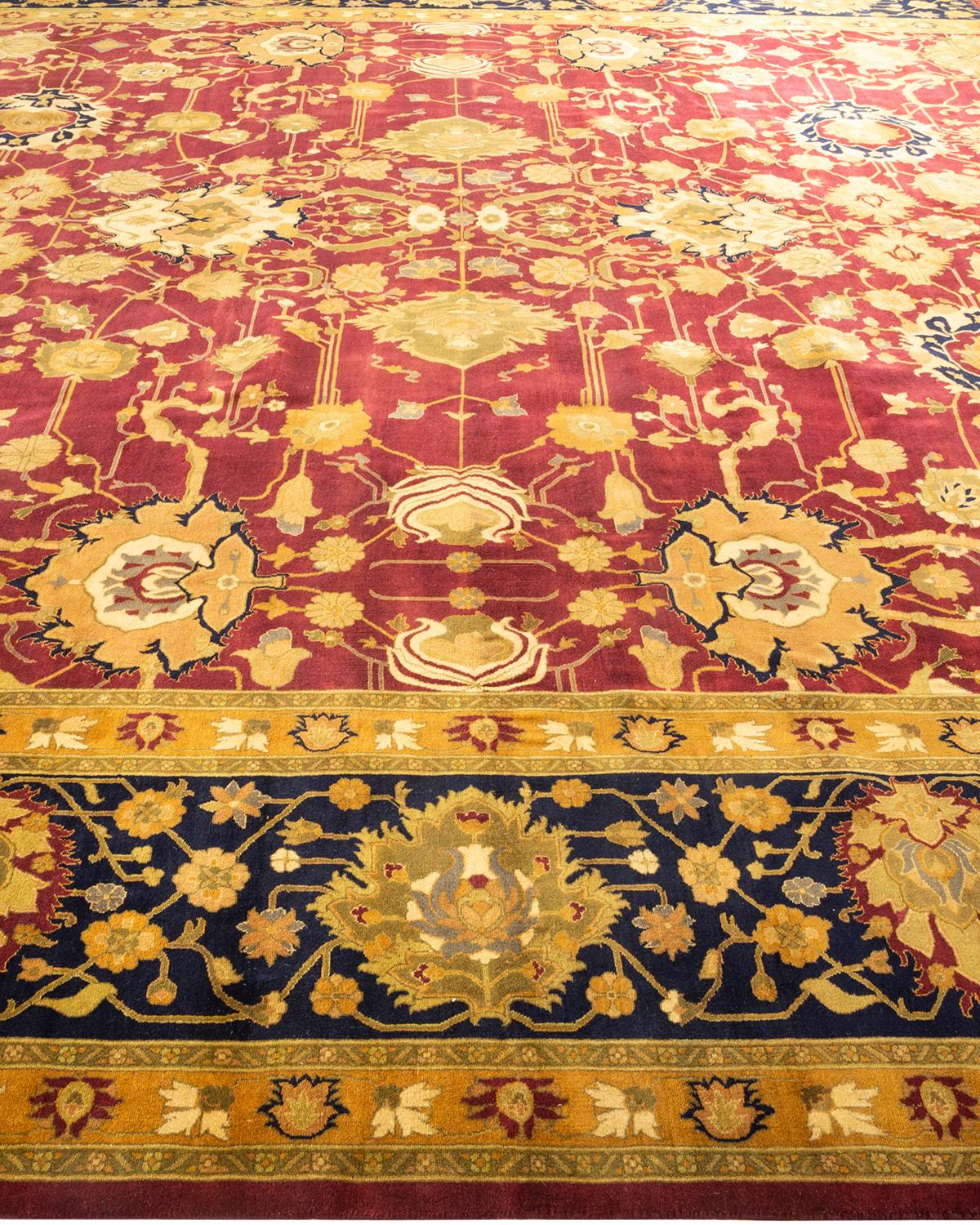 One-Of-A-Kind Hand Knotted Floral Mogul Brown Area Rug In New Condition For Sale In Norwalk, CT