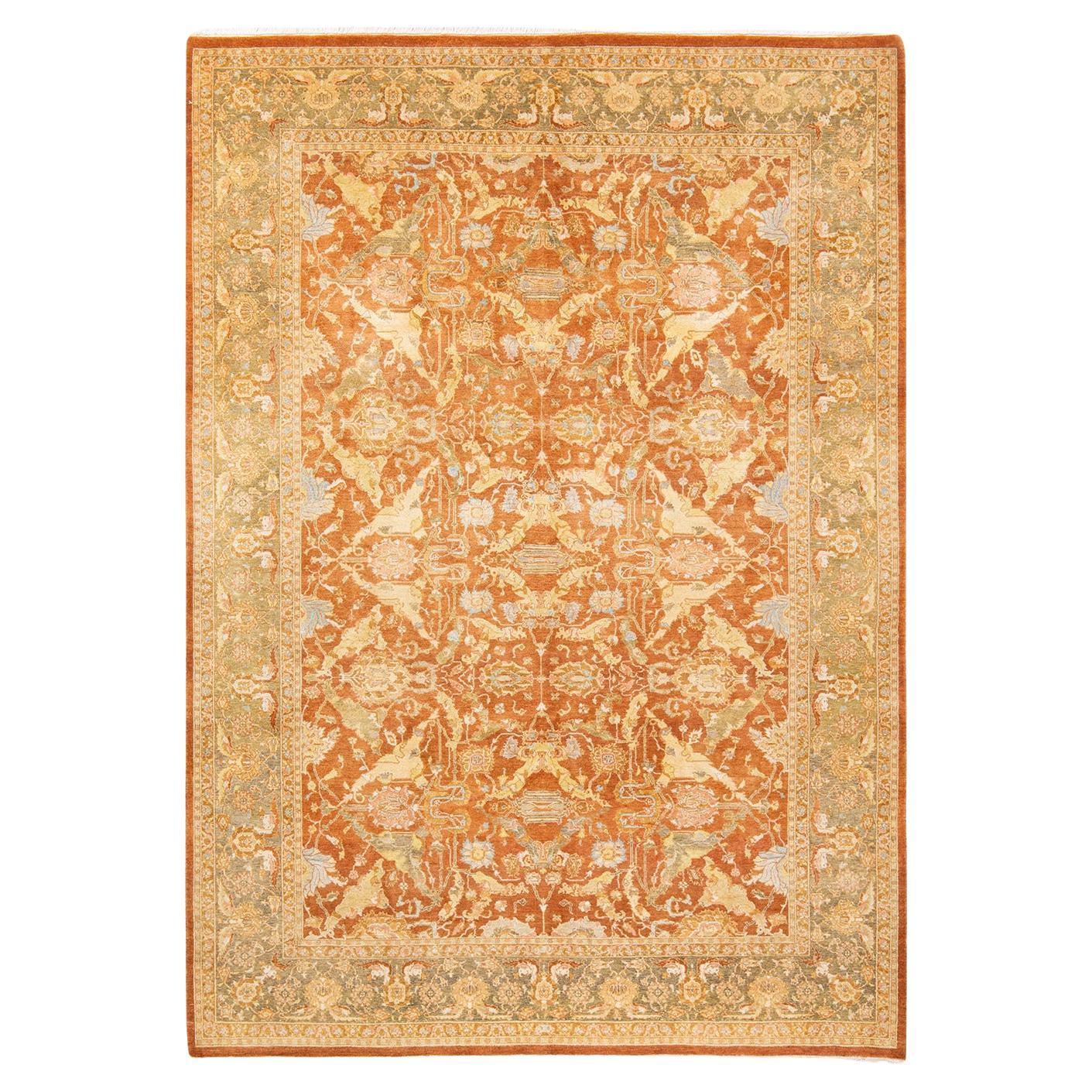 One-of-a-kind Hand Knotted Floral Mogul Brown Area Rug