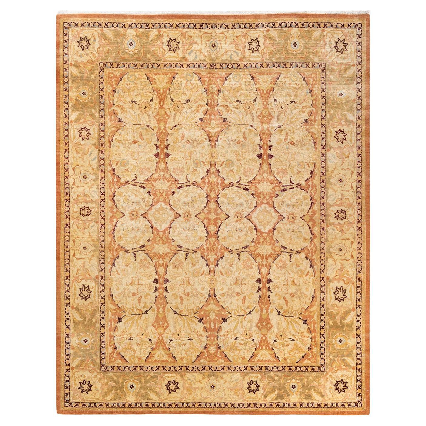 One-Of-A-Kind Hand Knotted Floral Mogul Brown Area Rug