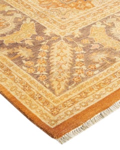 One-of-a-Kind Hand Knotted Floral Mogul Brown Area Rug