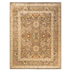 One-Of-A-Kind Hand Knotted Floral Mogul Brown Area Rug