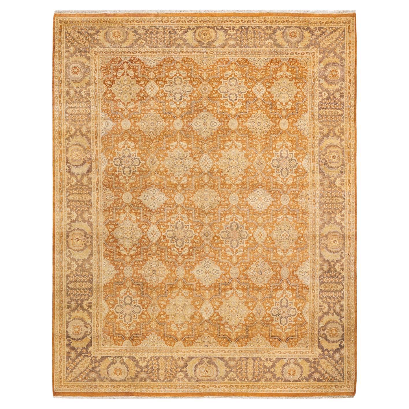 One-of-a-Kind Hand Knotted Floral Mogul Brown Area Rug