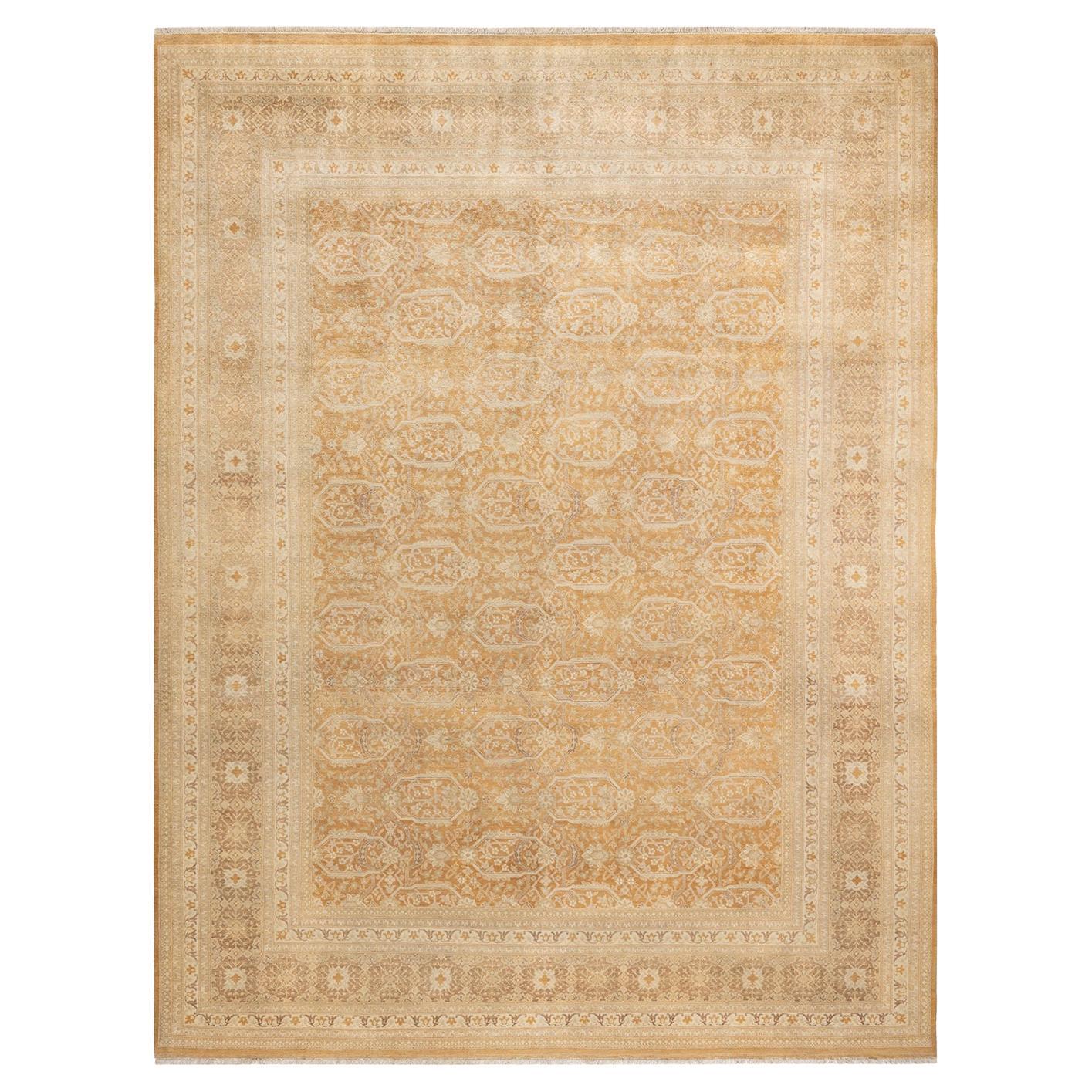 One-of-a-kind Hand Knotted Floral Mogul Brown Area Rug