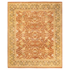One-Of-A-Kind Hand Knotted Floral Mogul Brown Area Rug