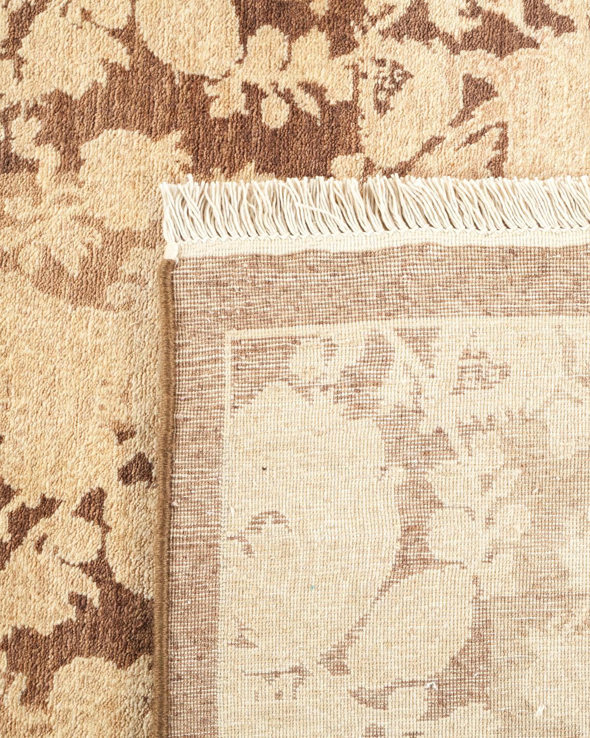 Contemporary One-of-a-kind Hand Knotted Floral Mogul Brown Area Rug For Sale