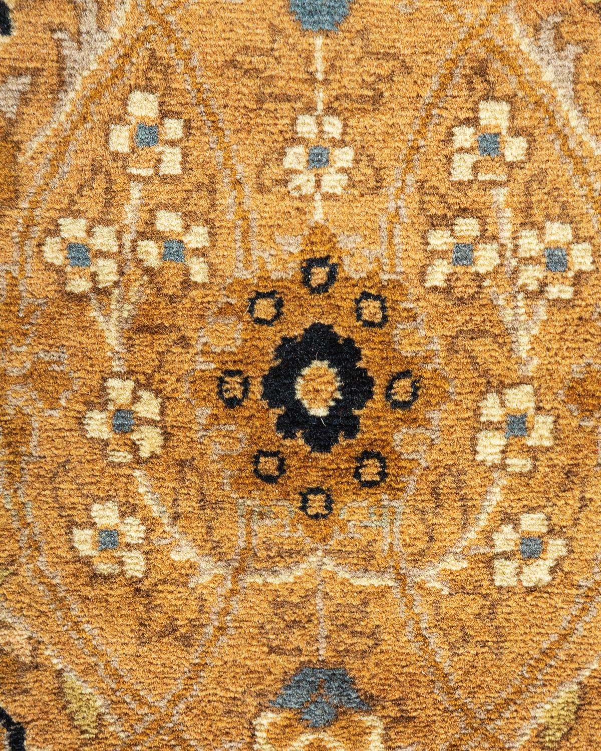 Handgeknüpfter, geblümter Mogul-Teppich in Braun, Unikat im Zustand „Neu“ im Angebot in Norwalk, CT