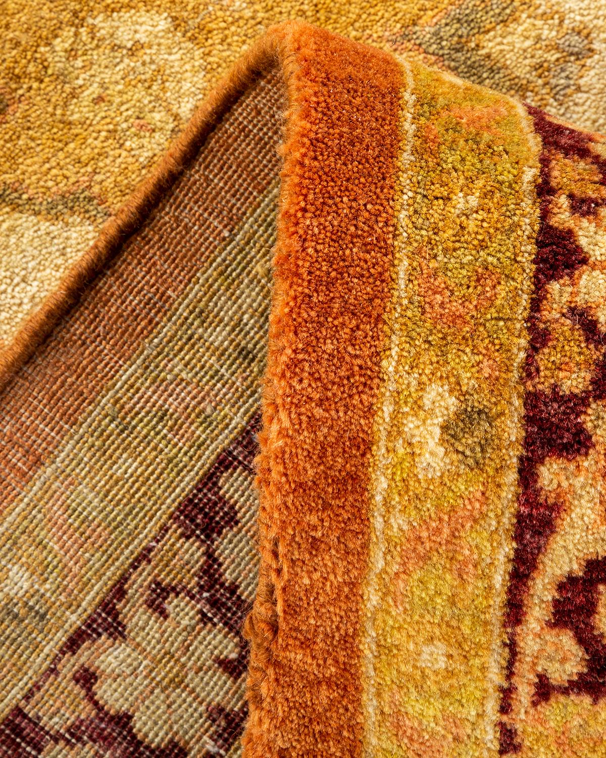 Wool One-of-a-Kind Hand Knotted Floral Mogul Brown Area Rug For Sale