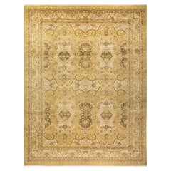 One-of-a-Kind Hand Knotted Floral Mogul Green Area Rug