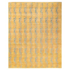 One-Of-A-Kind Hand Knotted Floral Mogul Green Area Rug
