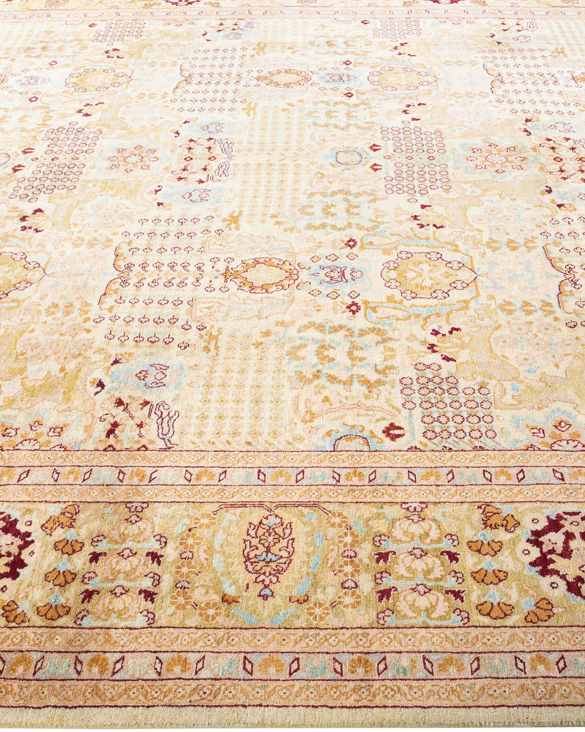 Tapis Mogul ivoire à fleurs noué à la main - Exemplaire unique Neuf - En vente à Norwalk, CT