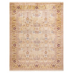 One-of-a-Kind Hand Knotted Floral Mogul Ivory Area Rug