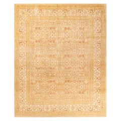 One-Of-A-Kind Hand Knotted Floral Mogul Ivory Area Rug