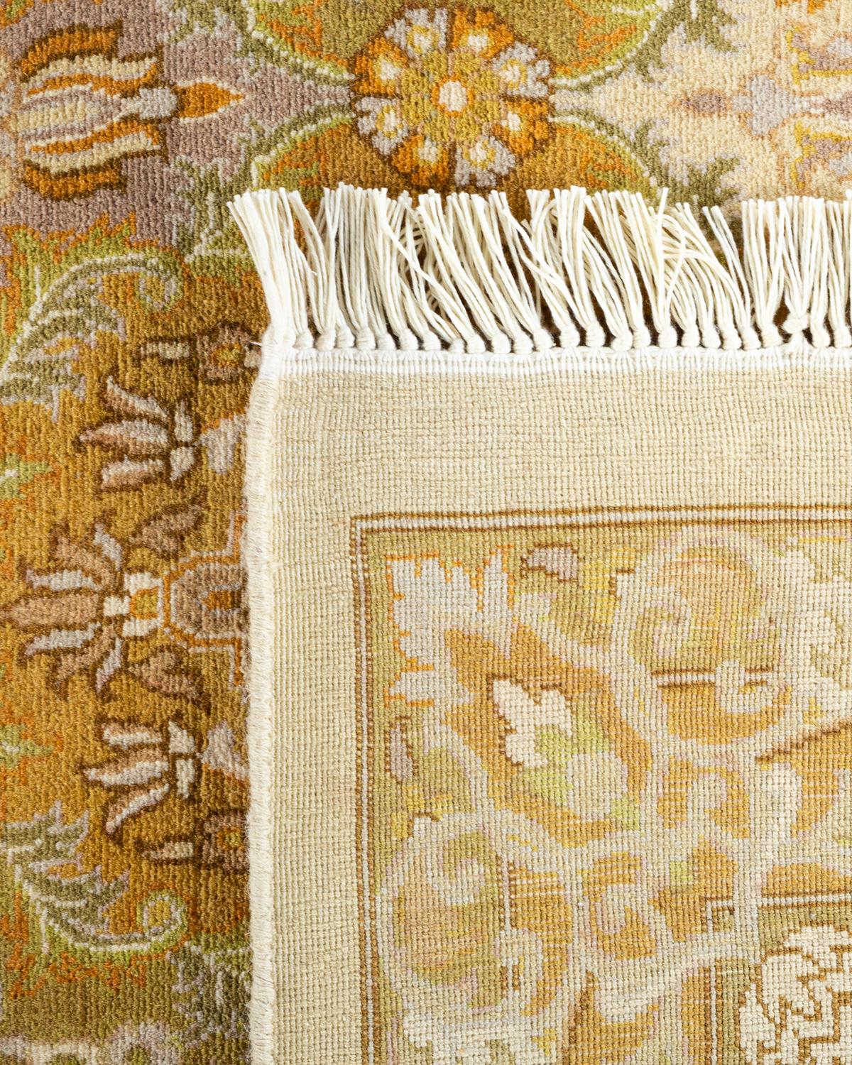 XXIe siècle et contemporain Tapis Mogul ivoire à fleurs noué à la main, unique en son genre en vente