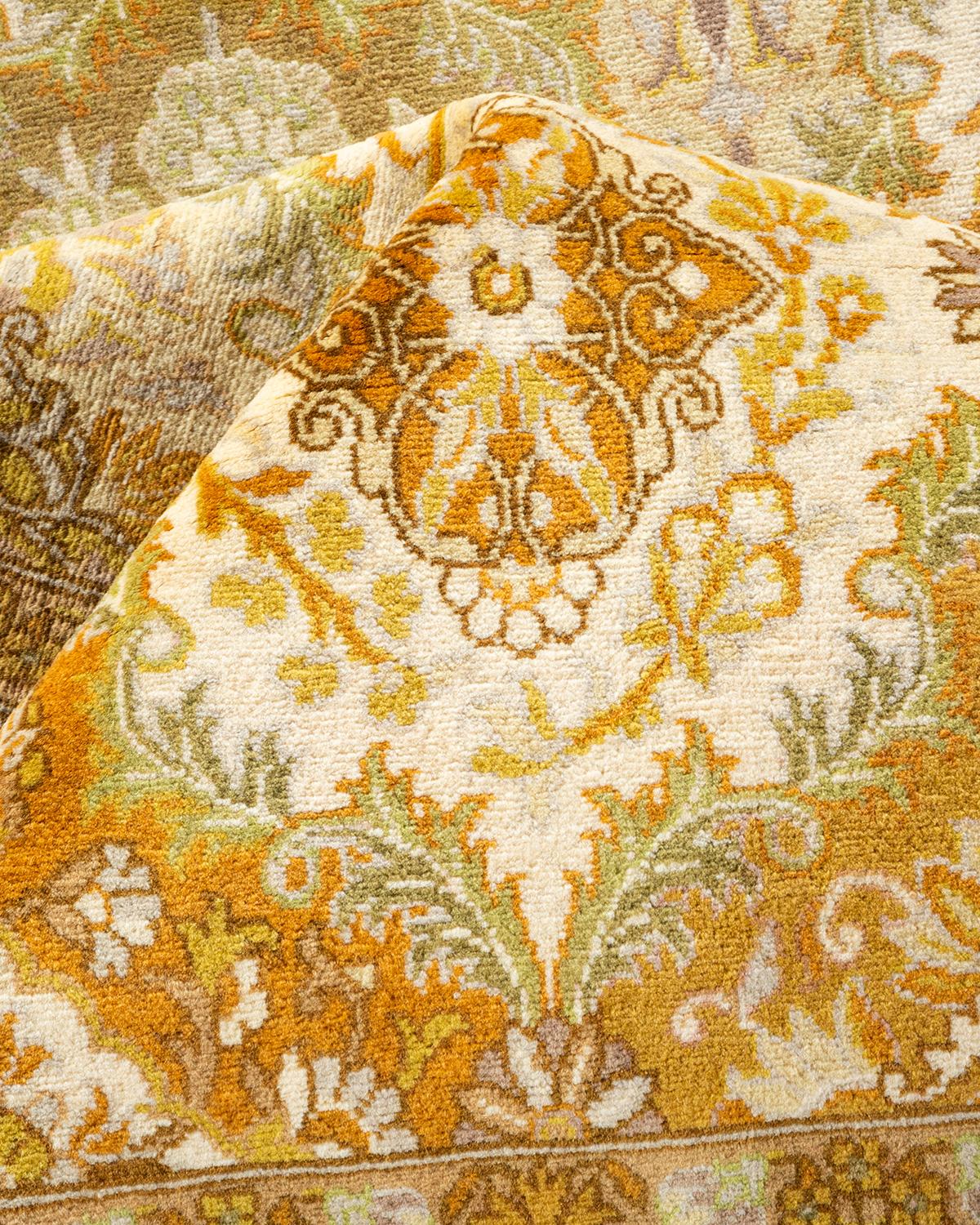 Tapis Mogul ivoire à fleurs noué à la main, unique en son genre en vente 1