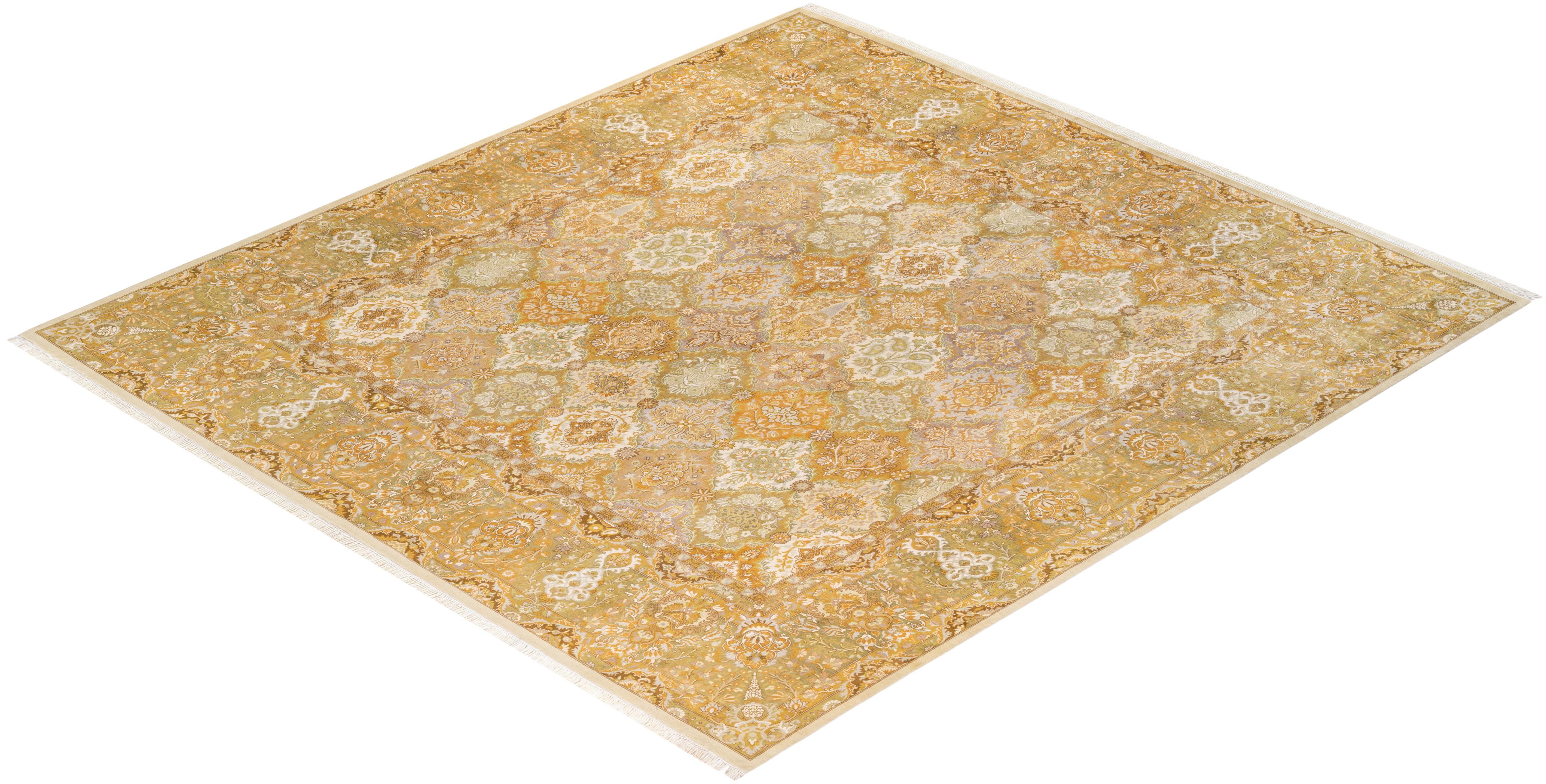 Tapis Mogul ivoire à fleurs noué à la main, unique en son genre en vente 2