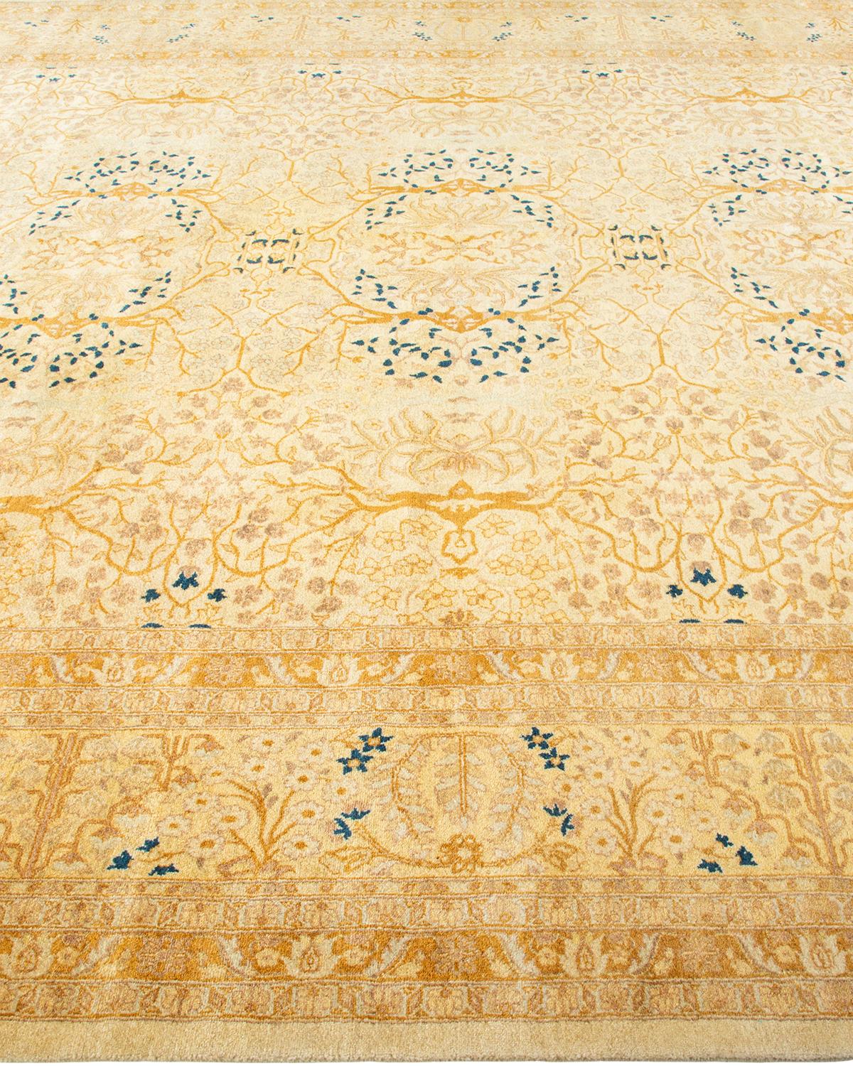 Tapis Mogul ivoire à fleurs noué à la main - Exemplaire unique Neuf - En vente à Norwalk, CT