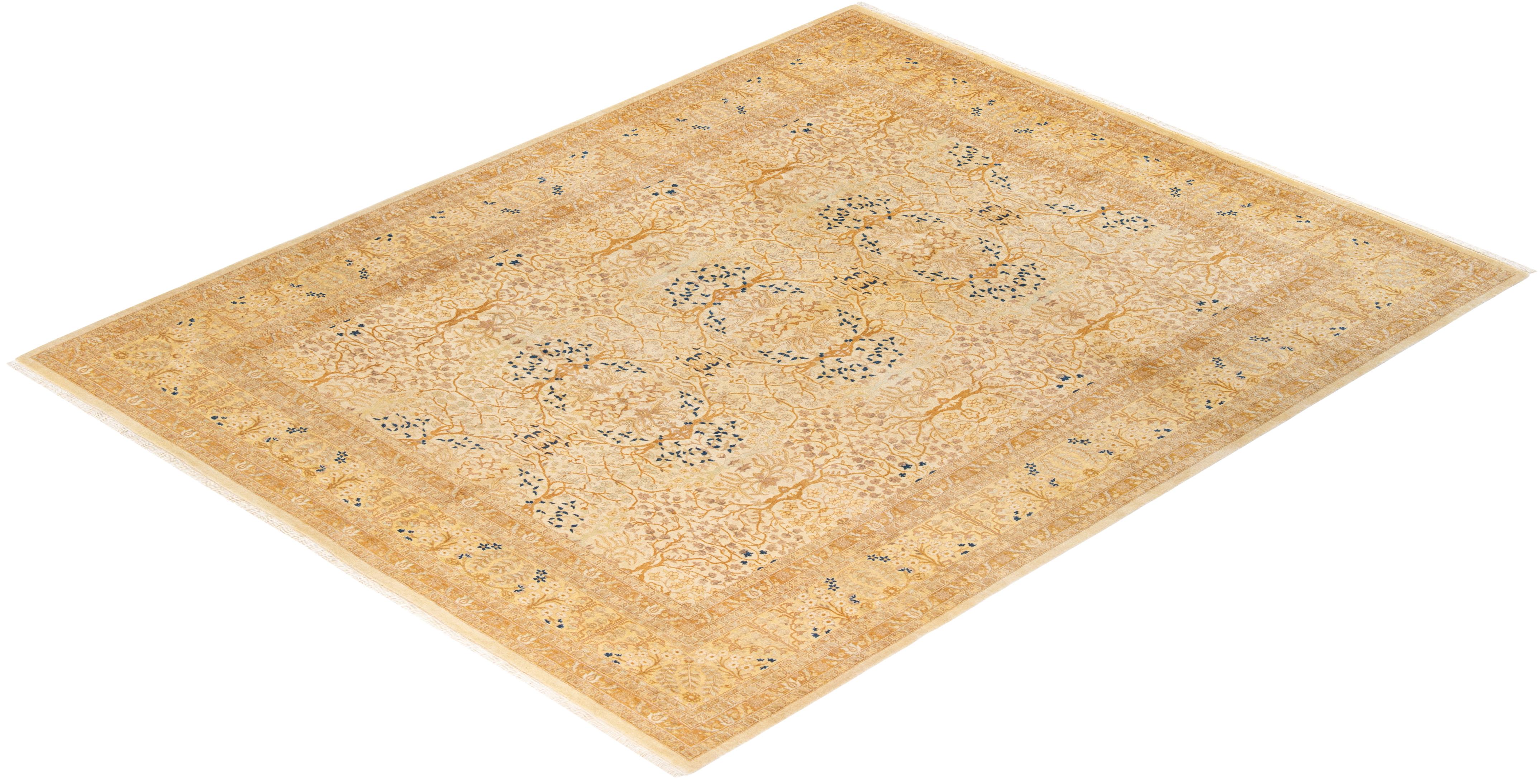 Tapis Mogul ivoire à fleurs noué à la main - Exemplaire unique en vente 2