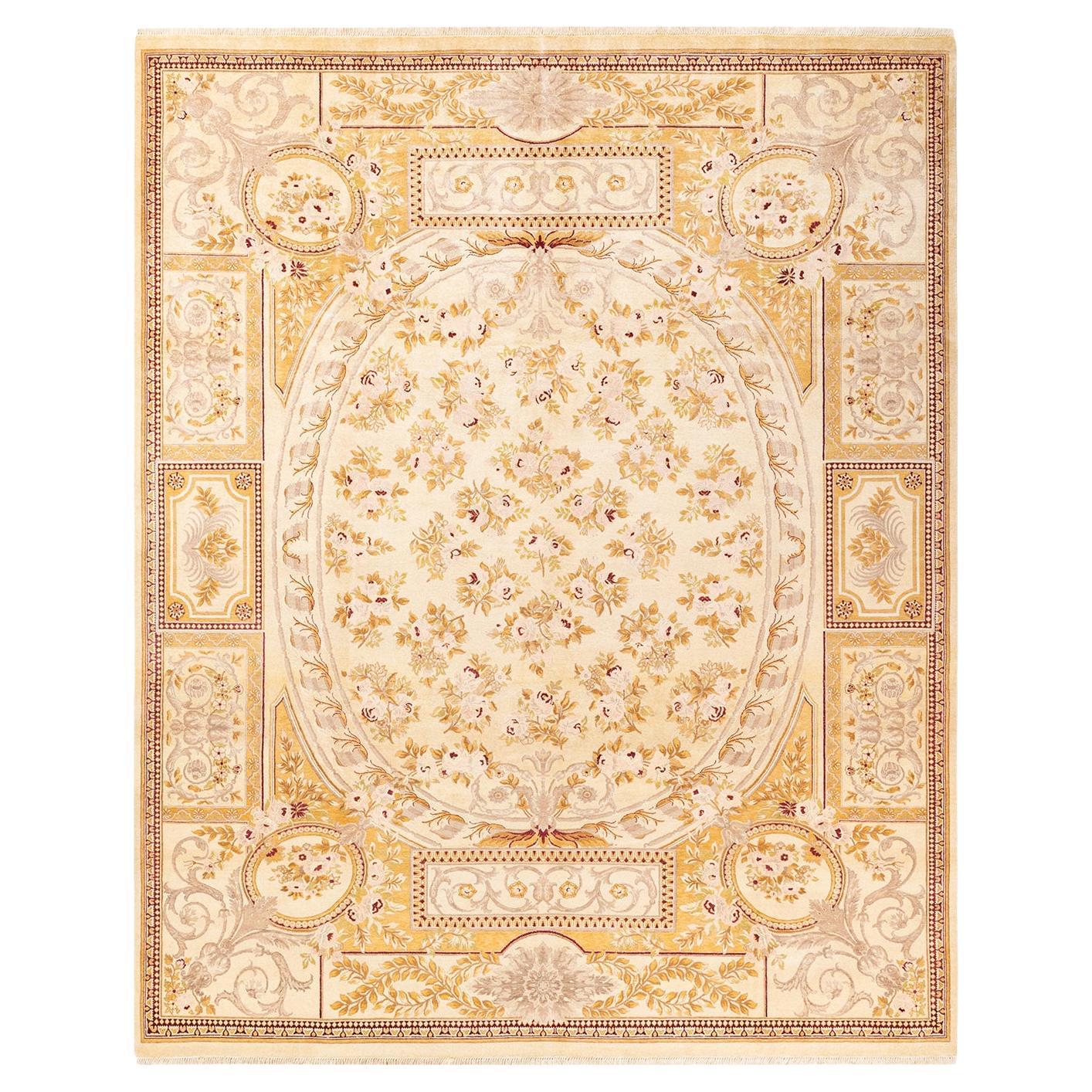 One-of-a-kind Hand Knotted Floral Mogul Ivory Area Rug
