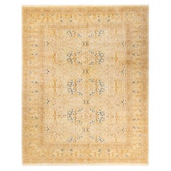 Tapis Mogul ivoire à fleurs noué à la main - Exemplaire unique