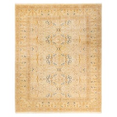 One-of-a-Kind Hand Knotted Floral Mogul Ivory Area Rug