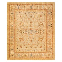 One-Of-A-Kind Hand Knotted Floral Mogul Ivory Area Rug