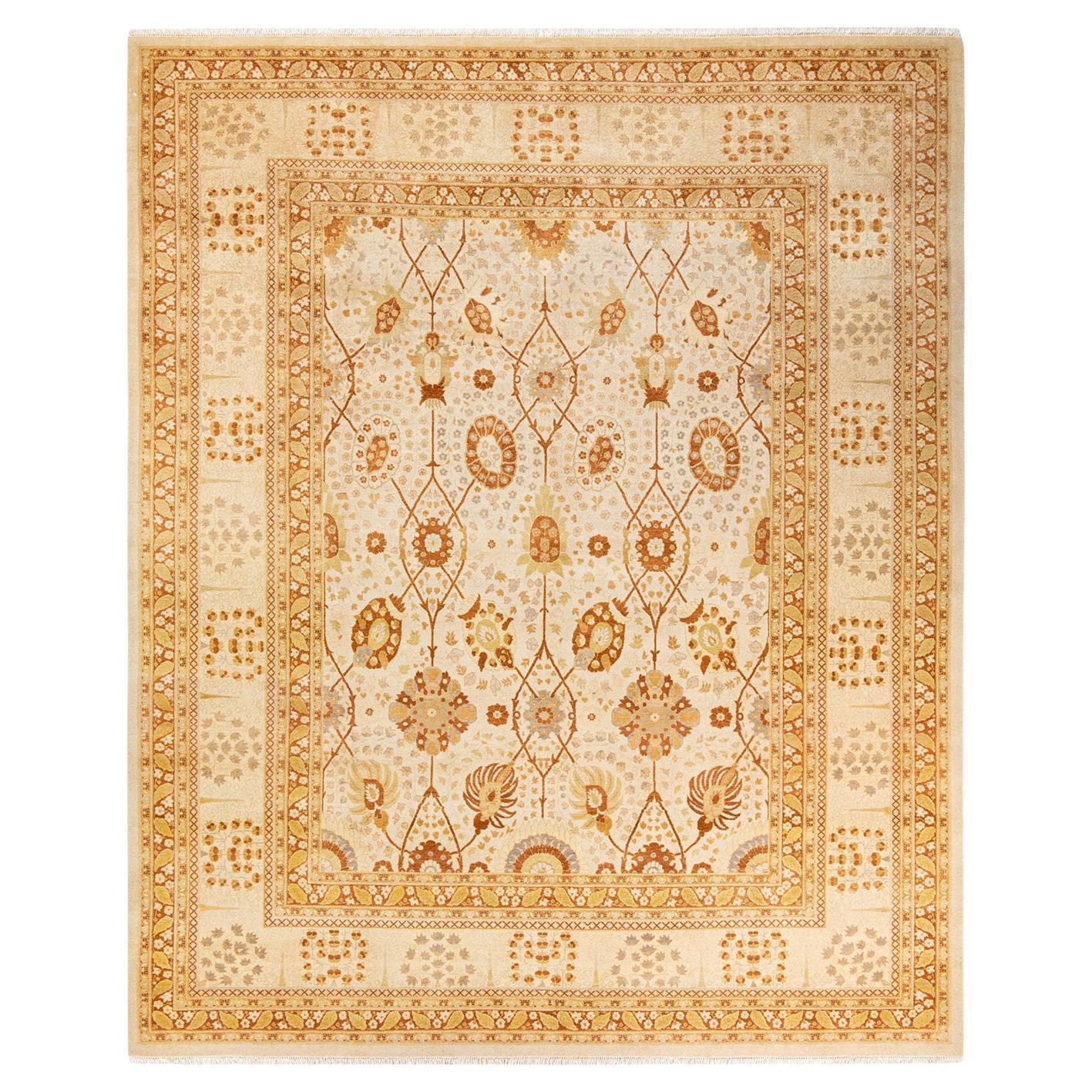 One-of-a-kind Hand Knotted Floral Mogul Ivory Area Rug