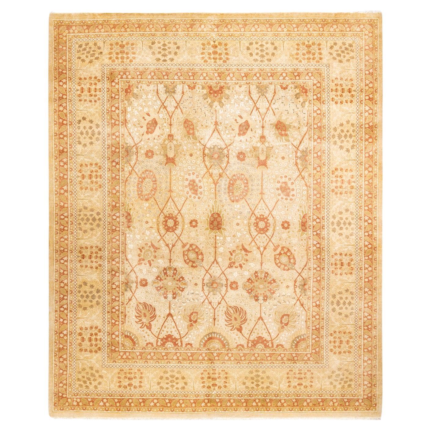 One-of-a-kind Hand Knotted Floral Mogul Ivory Area Rug