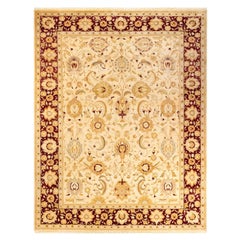 Tapis Mogul ivoire à fleurs noué à la main - Exemplaire unique
