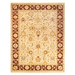 One-Of-A-Kind Hand Knotted Floral Mogul Ivory Area Rug