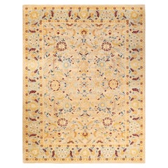 One-Of-A-Kind Hand Knotted Floral Mogul Ivory Area Rug