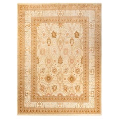 One-of-a-Kind Hand Knotted Floral Mogul Ivory Area Rug