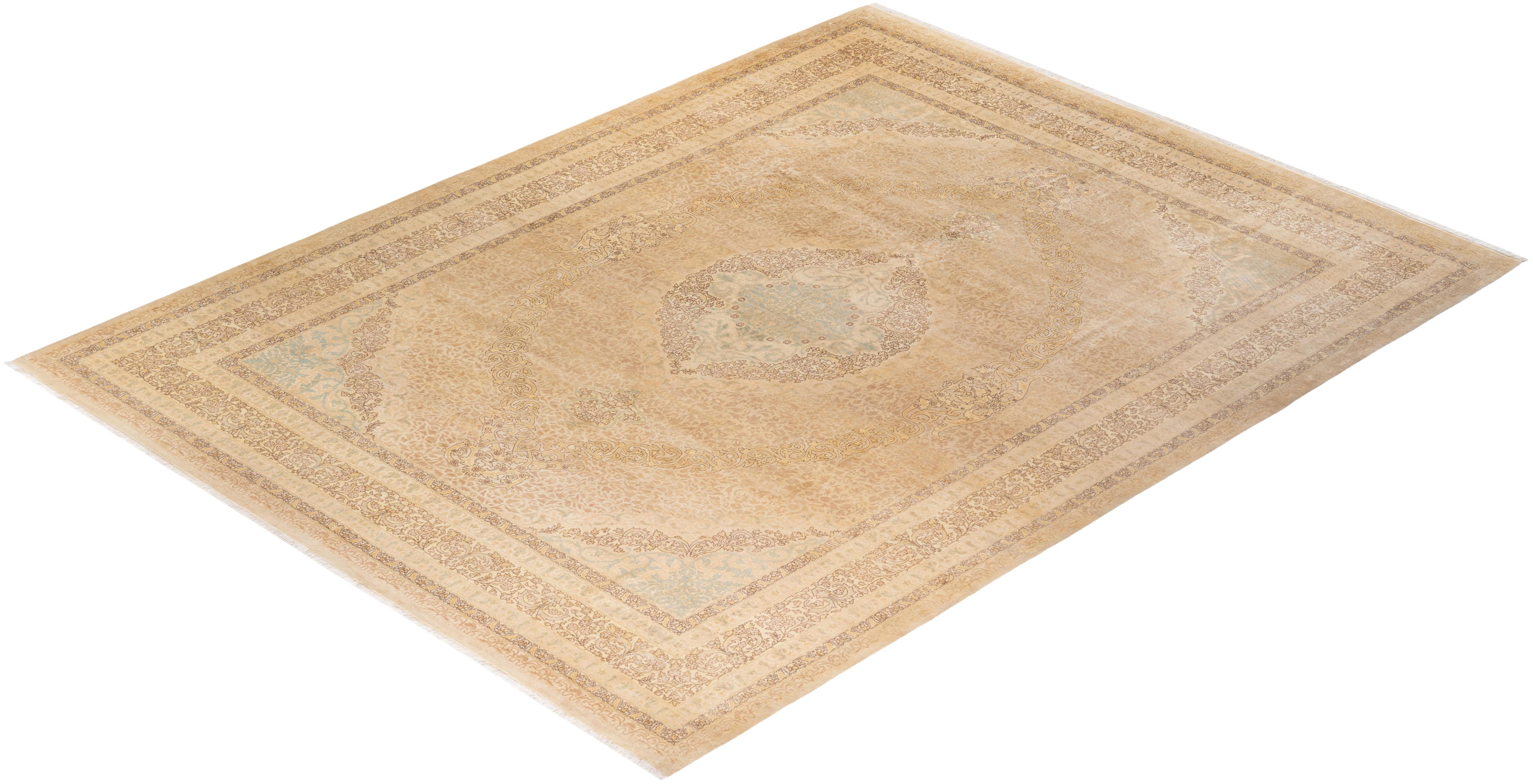 Tapis Mogul ivoire à fleurs noué à la main - Exemplaire unique en vente 2