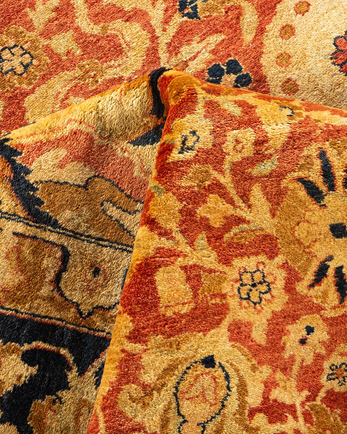 Tapis unique en son genre, noué à la main, à motifs floraux, Mogul, bleu clair en vente 1