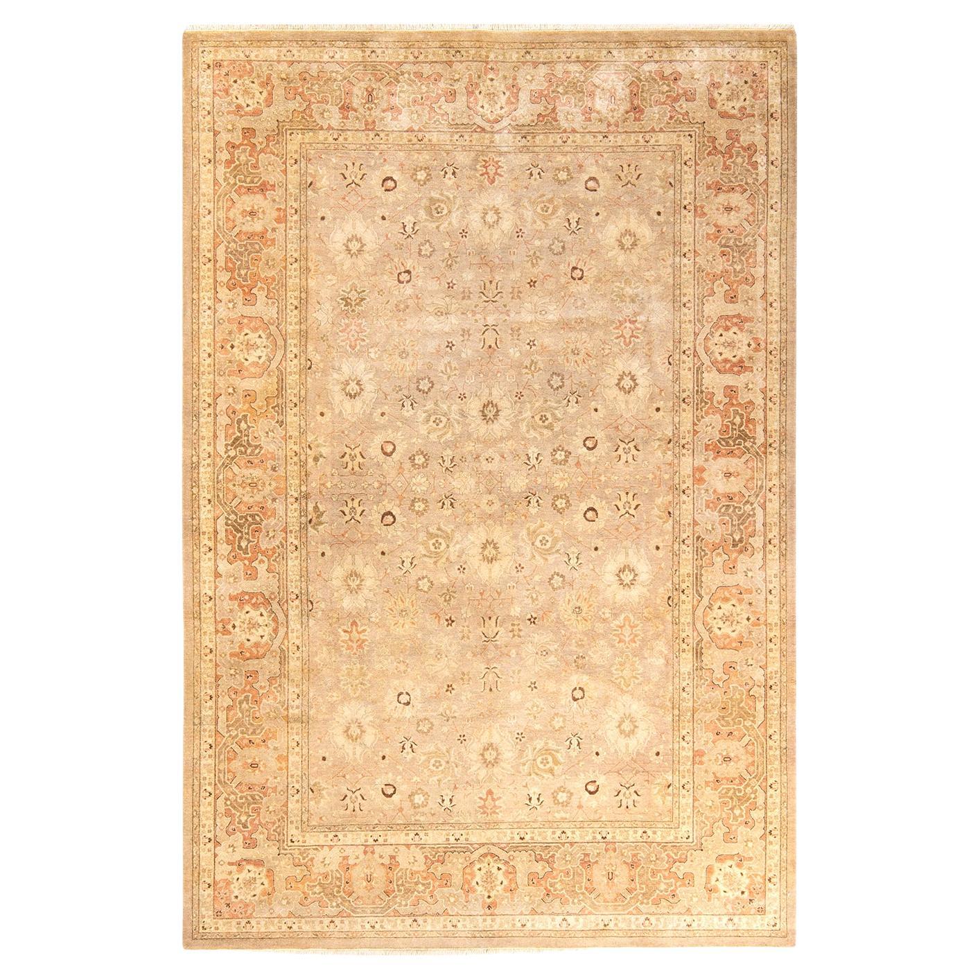 One-of-a-kind Hand Knotted Floral Mogul Light Gray Area Rug