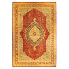 One-of-a-Kind Hand Knotted Floral Mogul Orange Area Rug 12' 1" x 18' 8"