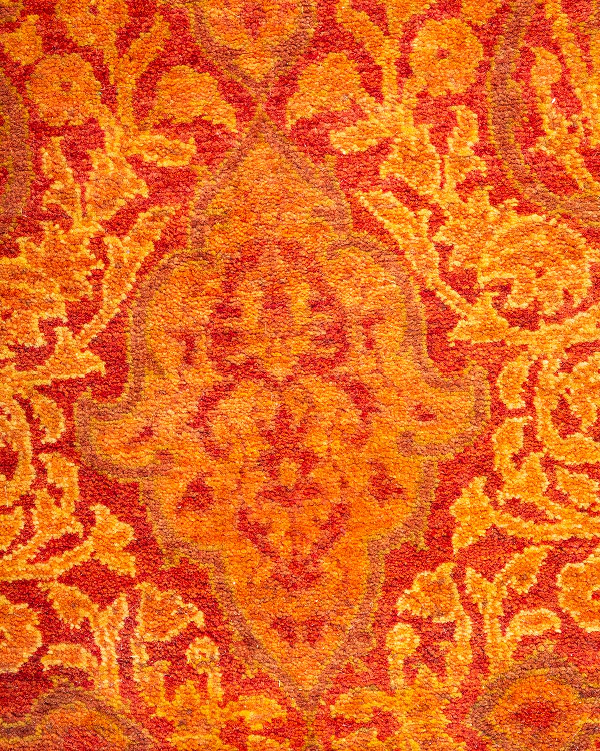 Handgeknüpfter, geblümter Mogul Orange Teppich, Unikat (Pakistanisch) im Angebot