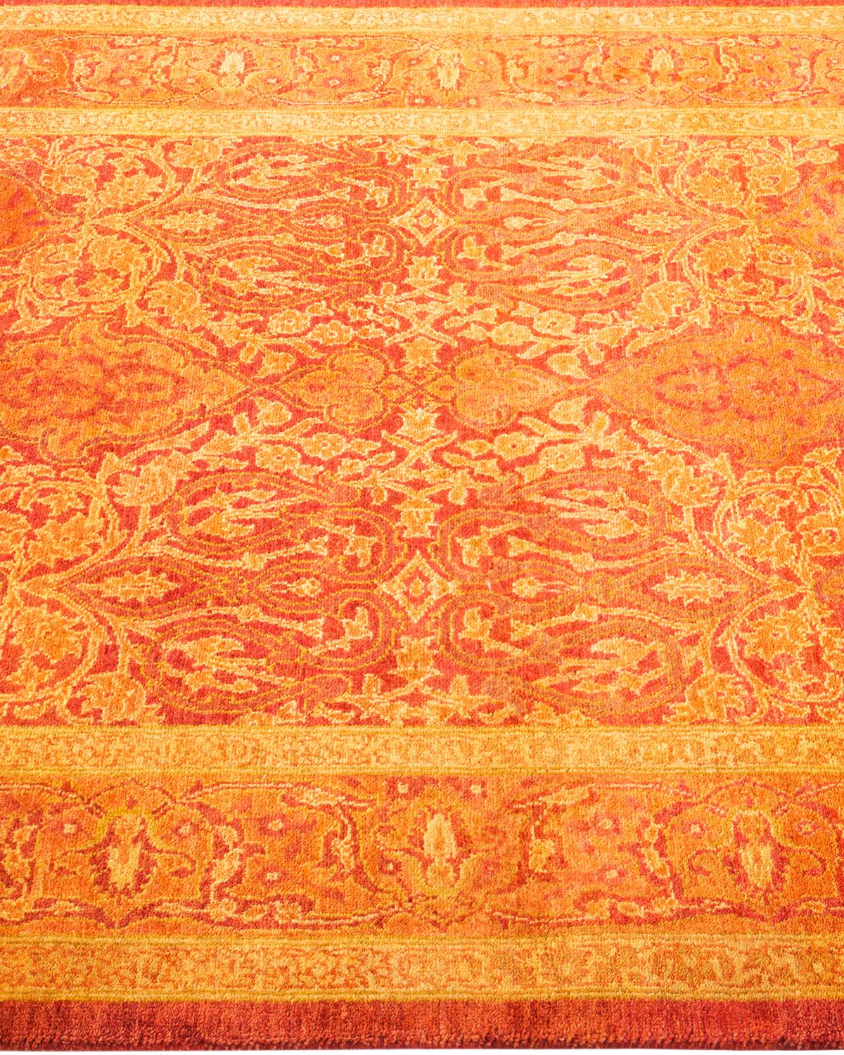 Handgeknüpfter, geblümter Mogul Orange Teppich, Unikat im Zustand „Neu“ im Angebot in Norwalk, CT