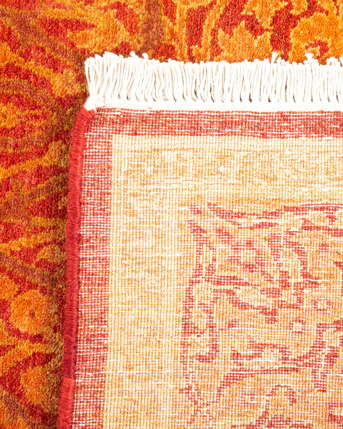 Handgeknüpfter, geblümter Mogul Orange Teppich, Unikat (21. Jahrhundert und zeitgenössisch) im Angebot