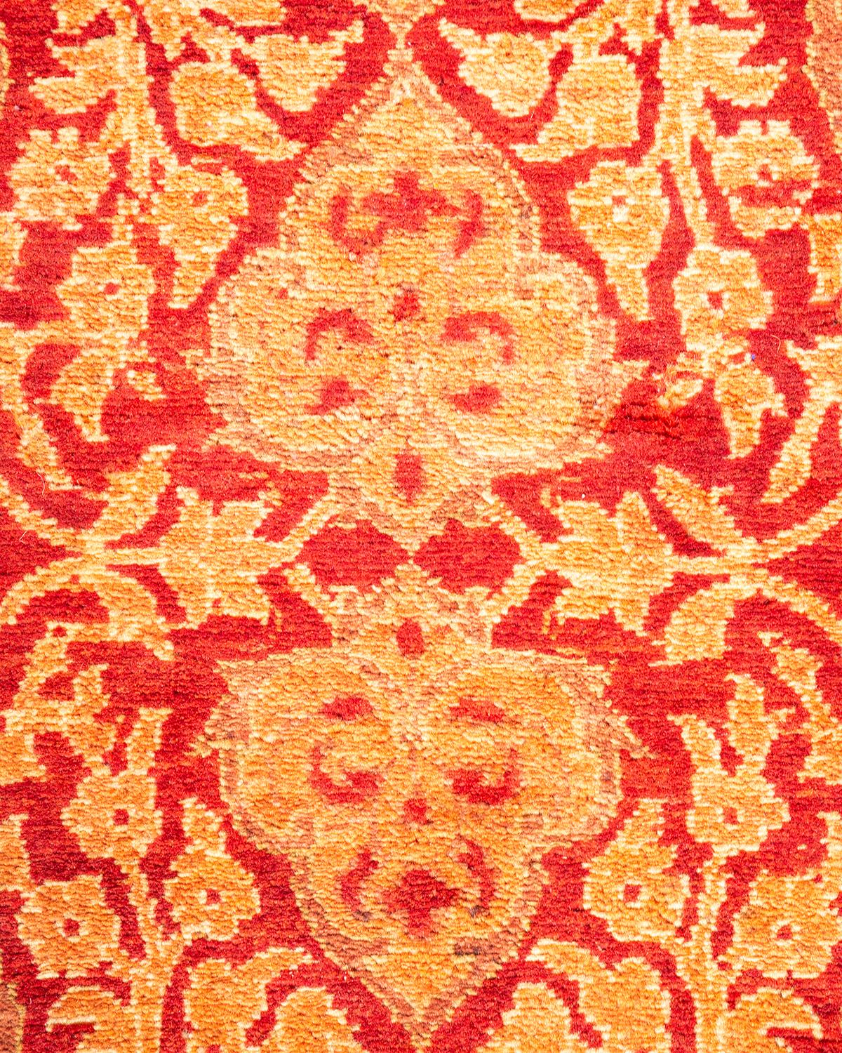 Handgeknüpfter, geblümter Mogul Orange Teppich, Unikat (Pakistanisch) im Angebot