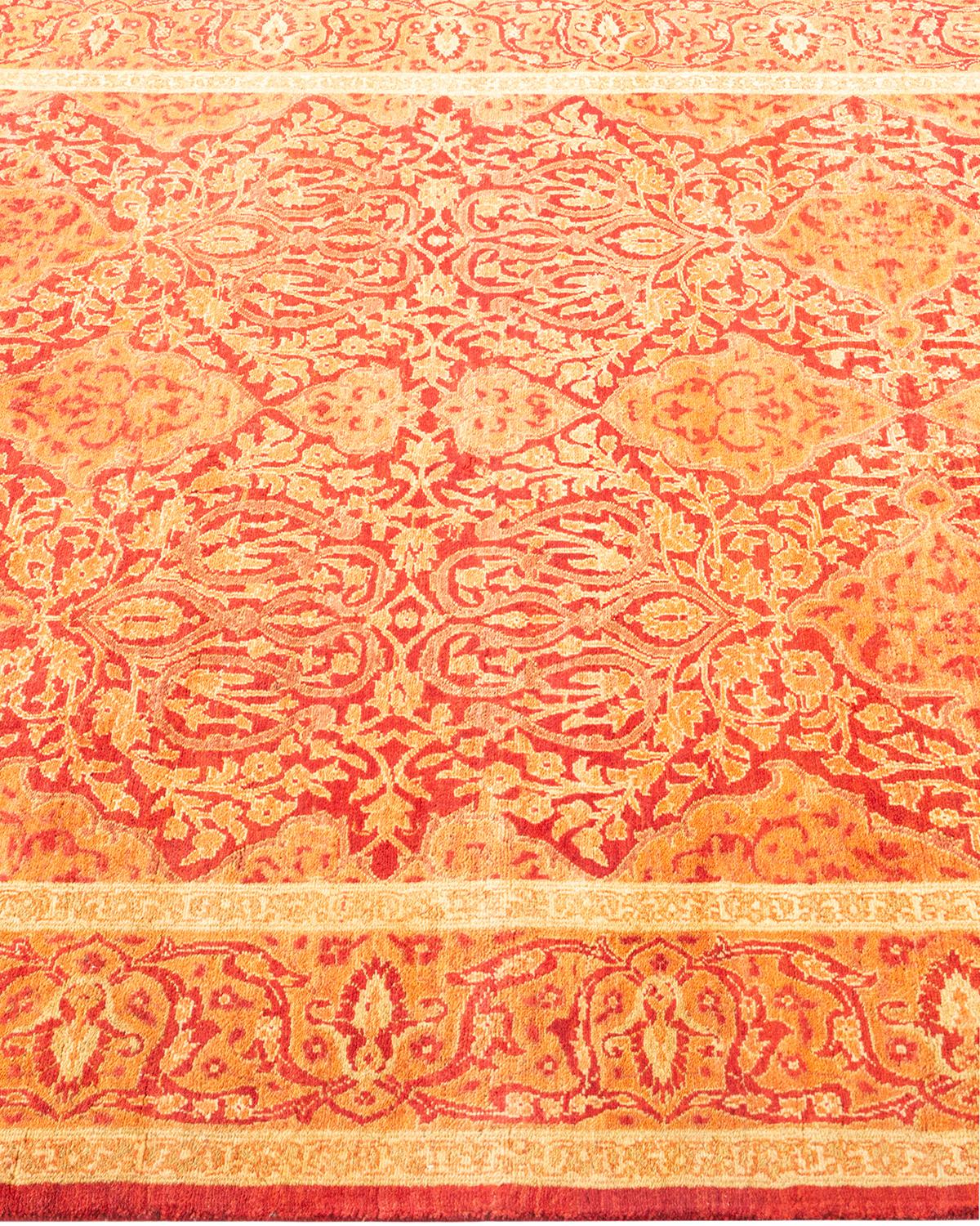 Handgeknüpfter, geblümter Mogul Orange Teppich, Unikat im Zustand „Neu“ im Angebot in Norwalk, CT